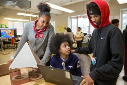 high school students at computer