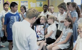 teacher using AR app in classroom