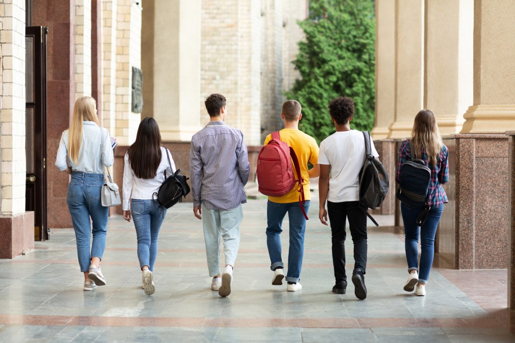 group of students walking