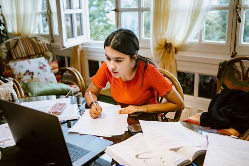 young woman studying